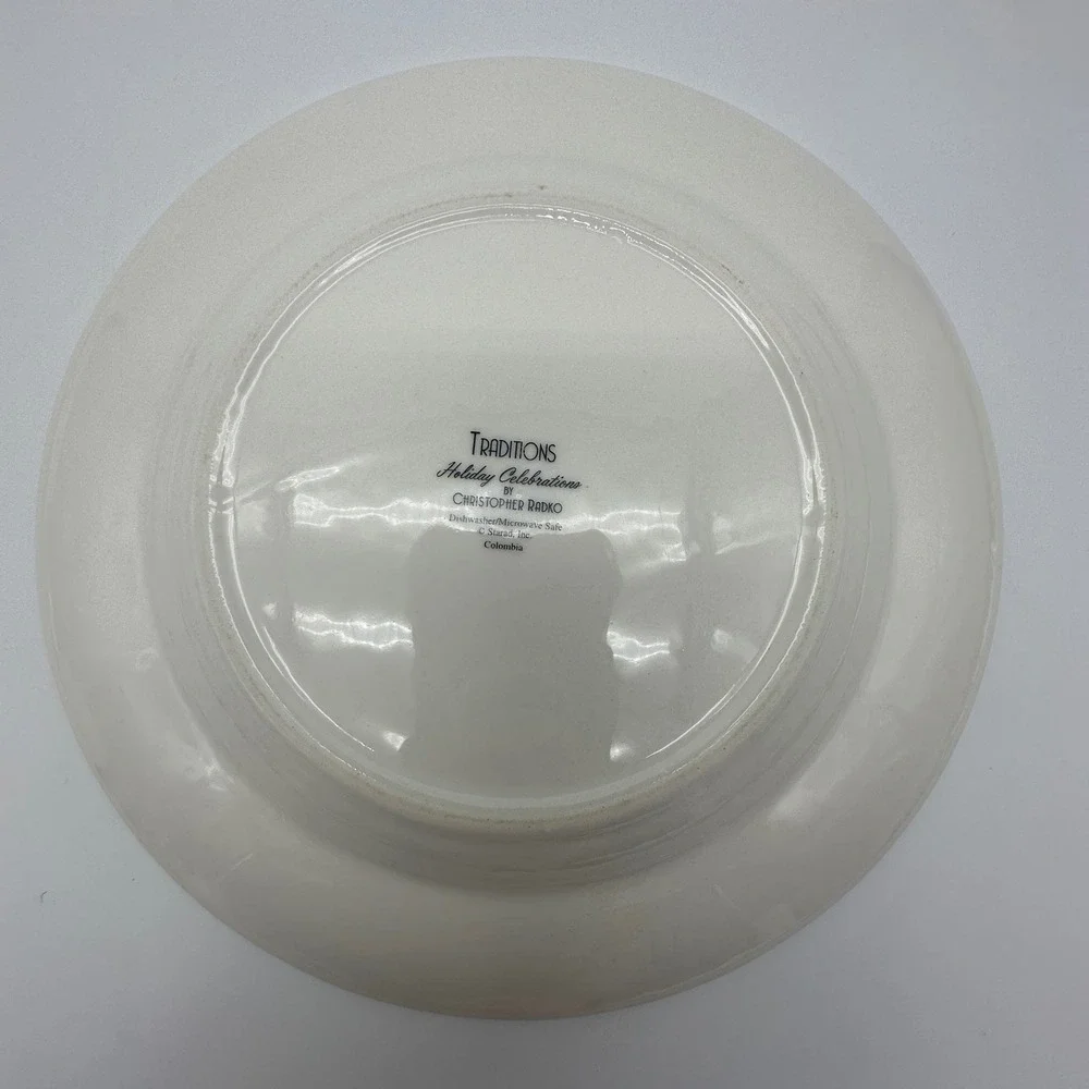 Christopher Radko Traditions Holiday Celebrations Salad Plates Set of 4 Ceramic